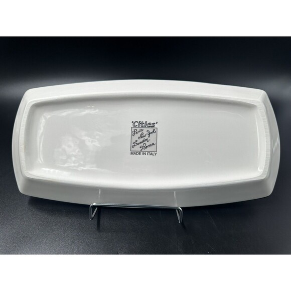 Brunelli Cities London Paris New York Roma Black White Ceramic Rectangular Plate - Picture 2 of 9